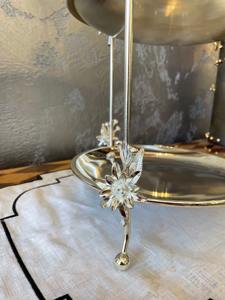 Luxury Gold Finished Two <b>Tier</b> Floral Design <b>Cake</b> Display Stand Ideal For Return Gifts Dry Fruits And Festive Gifting Setup - Product Image 2