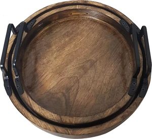 Bandeja para servir de madera de acacia saludable comida rápida simple color natural de moda hecha a mano marrón oscuro - Product Image 5