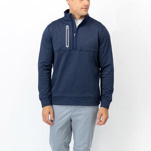 Pull à col montant de haute qualité avec logo brodé personnalisé, en molleton technique tricoté, pull à col montant 1/4 pour homme - Product Image 6