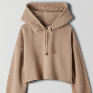 Vente en gros sur mesure 80% coton 20% doublure en polaire polyester couleur personnalisée Script sweat à capuche court pour femme - Product Image 4