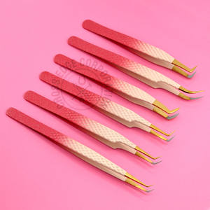 High-Quality Fiber Tip Tweezers Individual Lashes 90 Classic Set Boot Volume Diamond Grip Nonslip Lash <b>Tool</b> Professional - Product Image 1