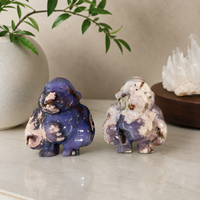 Figurine de gorille en agate bleue sculptée, cristal naturel, pour bureau, étagère, salle de méditation et décoration cadeau