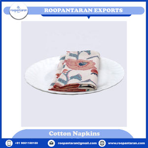 ผ้าเช็ดปากบนโต๊ะผ้าคอตตอนพิมพ์ลายดอกไม้ผ้าแคนวาสพิมพ์ลายบล็อกทำด้วยมือแบรนด์ - Product Image 4