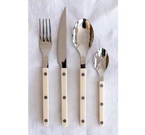 Ensemble de couverts en acier inoxydable plaqué PVD noir, cuillère à soupe et à riz écologique avec finition polie miroir pour le dîner - Product Image 4