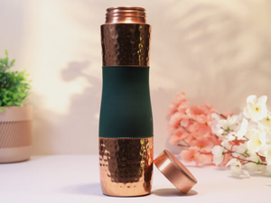 ขวดน้ำทองแดงบริสุทธิ์พร้อมด้ามจับหนังขวดน้ำดื่มสำหรับมนุษย์ที่นิยมใช้ทุกวันดีไซน์นูนและปรับแต่งโลโก้ได้ตามต้องการ - Product Image 2