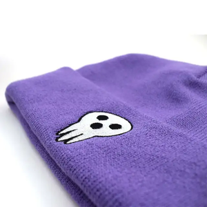 Personnalisé en gros pliable Designer surdimensionné blanc avec pompon noir bonnet en tricot laine bonnet en tricot bonnet gavroche casquette chapeaux en tricot - Product Image 4