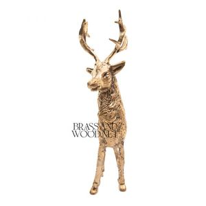 Ensemble de trois figurines de cerf en laiton antique, sculptures décoratives artisanales pour décoration intérieure de luxe classique - Product Image 2