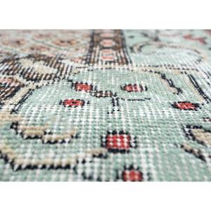 Tapis en laine noué à la main vert vintage, grand format, style bohème, motif rectangulaire abstrait pour entrée et couloir - Pae-2236 - Product Image 3