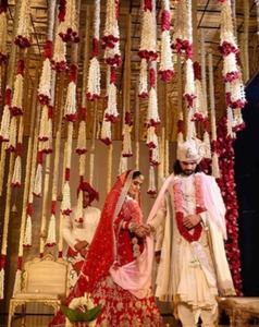 Jazmín con decoración colgante de pared rosa para decoración de techo de escenario de boda, telón de fondo del Festival del sur de la India, Mogra Nikah telón de fondo - Product Image 1