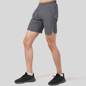 Shorts Bermuda pour homme, couleur unie, séchage rapide, taille élastique, décontractés, sport, course à pied, gym, gris, tissu polyester tricoté - Product Image 3