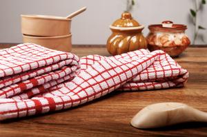 Serviette de cuisine éponge 100% coton rouge uni style classique pour la maison avion hôtels et restaurants occasions de mariage - Product Image 4