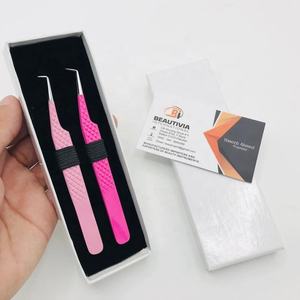 Meilleure vente Logo personnalisé professionnel pince à épiler pour extension de cils 90 degrés en acier durable Type de pointe matériau inoxydable - Product Image 5