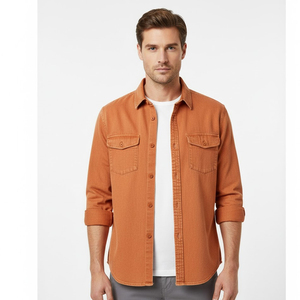 Chemise en jean légère, anti-rides, respirante pour homme, confort quotidien, coton bleu, coupe classique, fabriquée à la main - Product Image 2