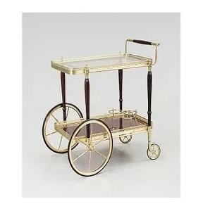 Chariot de service de luxe en acier inoxydable et bois avec roues Chariot de service décoratif au prix de gros - Product Image 6
