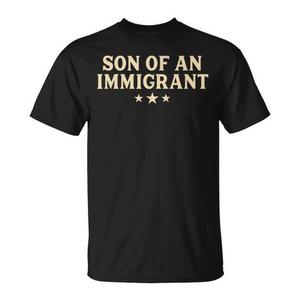 T-shirt patriotique vintage américain « Fils d'immigrant » avec motif audacieux sur le thème des États-Unis – Vêtements promotionnels pour hommes - Product Image 1
