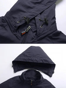 Veste coupe-vent en toile respirante pour homme, imperméable, à capuche, zippée, col montant, plusieurs poches, pour la randonnée et la ville - Product Image 3
