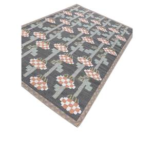 พรมขนสัตว์ทำมือ Orenda สีเทาและสีดำ ลายดอกไม้แบบนามธรรม รูปทรงสี่เหลี่ยมผืนผ้า พรมปูพื้นทางเดินสำหรับบ้าน รุ่น Adwp-13066 - Product Image 2