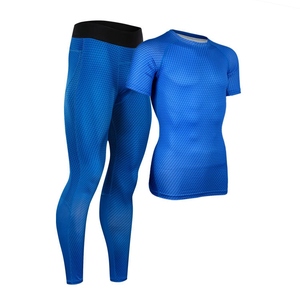 Compression Pants And <b>T</b> <b>Shirt</b> Sublimation Tracksuit Polyester Spandex Blank <b>Tights</b> Men Gym Training Wear Sets - Product Image 2