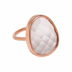 18x14mm Natural <b>Crystal</b> Quartz Oval Bezel Set <b>Ring</b> 925 Sterling Silver with Gold Vermeil Natural Healing <b>Crystal</b> <b>Rings</b> - Product Image 2