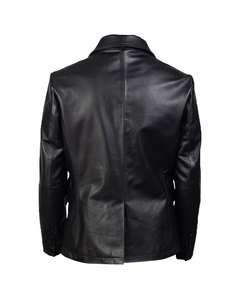 Manteau en cuir personnalisé de haute qualité, fermeture éclair sur le devant, ourlet ouvert, poignets à revers, poches à rabat, service OEM, coupe-vent, respirant, pour l'hiver - Product Image 3