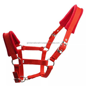 High Quality Nylon Horse Halter with Soft Fleece <b>Padding</b> on Headcollar Manufacturer in India Red Color Nylon & Soft Mink Halter - Product Image 5