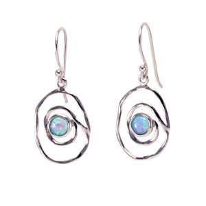 Silver Opal <b>Earrings</b>, Contemporary <b>Earrings</b>, Opal Gemstone <b>Earrings</b>, Sterling Silver <b>Earrings</b>, <b>Handmade</b> <b>Earrings</b>, Drop <b>Earrings</b> - Product Image 1