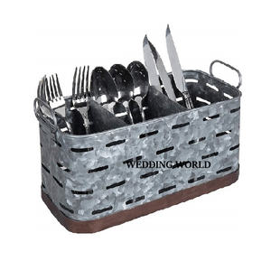 Porte-ustensiles fini personnalisé Forme personnalisée Designer Couverts Caddy Ustensiles de cuisine de table en métal Caddy - Product Image 4