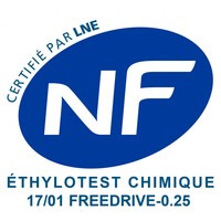 Éthylotests à usage unique Breathtaker Testeur d'alcoolémie sans ballon 0,5 G/L NF OPFREEDRIVE025NF