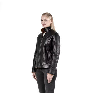 Parka negra de piel de oveja auténtica para mujer, tela de lana de algodón transpirable, patrón sólido Regular, chaquetas de invierno y otoño, 100 Uds. OEM - Product Image 1