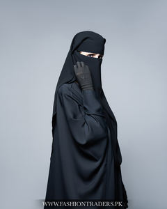 Niqab double couche Hijab long en mousseline noire pour femmes musulmanes Prix de gros Article prêt à expédier - Product Image 5