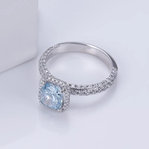 Floral Shape White <b>Blue</b> Cubic Zirconia Diamond Fashion Jewelry 18kt Silver Women <b>Rings</b> at Wholesale Price - Product Image 2