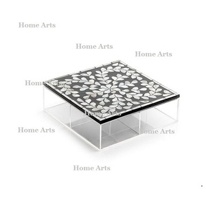 Admirable Design Tableware <b>Sweets</b> <b>Box</b> Square Shape Acrylic Chocolates Snacks <b>Box</b> With MOP Lid At Best Price - Product Image 4