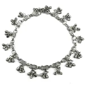 Silver <b>Anklet</b> with Diamond and Pearl <b>Gold</b>-<b>Plated</b> Ethnic Foot Jewelry with Bells for Women's Gifts - Product Image 1
