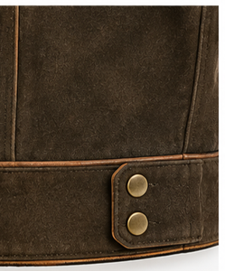 <b>Men's</b> <b>Suede</b> Leather <b>Jacket</b> Turn-down Collar Button Closure - Product Image 4