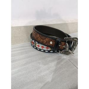 Ceinture en cuir western unisexe, design floral premium, cloutée, boucles en acier inoxydable, durable, options personnalisables - Product Image 1