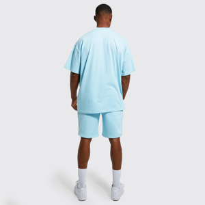 Color de contraste Fabricante personalizado Verano Nuevos hombres Conjuntos casuales Camiseta Pantalones cortos Conjunto sólido Ropa personalizada Conjuntos de 2 piezas Servicio OEM - Product Image 5