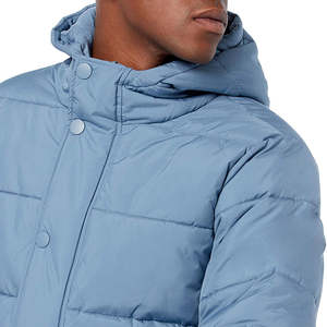 Chaqueta acolchada con capucha de lona acolchada personalizada, cierre de cremallera, botones a presión, ropa de abrigo de invierno con aislamiento cálido, resistente al agua, logotipo frontal - Product Image 6