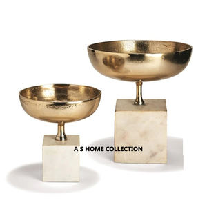 Base de árbol de alta calidad con tazón de vidrio transparente de hoja de Metal de latón para cuencos decorativos Vintage de restaurante y Hotel DE LA India - Product Image 3