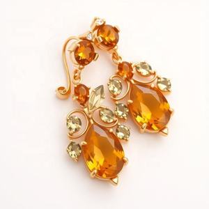 Yellow Onyx 8mm Round 15*23mm CZ <b>Earrings</b> for Women 925 Sterling Silver 18K <b>Gold</b> Plated <b>Dangle</b> Gemstone Jewelry Gift - Product Image 6