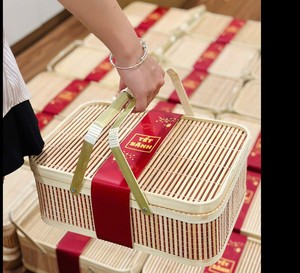 Panier-cadeau en bambou, tissage en bambou solide, artisanat pour l'emballage de cadeaux d'entreprise, utilisation en présentation, origine Vietnam - Product Image 1