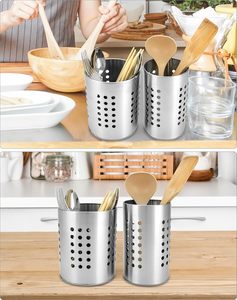 Bộ hiện đại của 2 thép không gỉ đồ dùng nhà bếp container 16.5x10 cm & 15x12 cm dao kéo chủ Kích thước nhà bếp tổ chức - Product Image 6