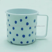 Mug en émail blanc classique en gros d'usine, en métal, pour café, thé, bière, vin, voyage, cadeau, motif à pois, pour usage professionnel, durable
