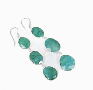 925 argent Sterling Turquoise pierres précieuses poire forme goutte boucle d'oreille lunette boucles d'oreilles bijoux pour femmes - Product Image 2