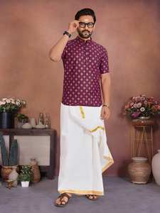 เสื้อคุर्ตาแบบสั้นพิมพ์ลายใหม่ คุณภาพเยี่ยม ดีไซน์ทันสมัย สไตล์ชาติพันธุ์ สำหรับผู้ชาย เหมาะสำหรับงานแต่งงาน เทศกาล และงานปาร์ตี้ ในราคาที่เหมาะสม - Product Image 4