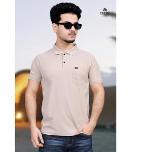 Cómoda camiseta de media manga con cuello Matty para hombres para el estilo informal diario - Product Image 2