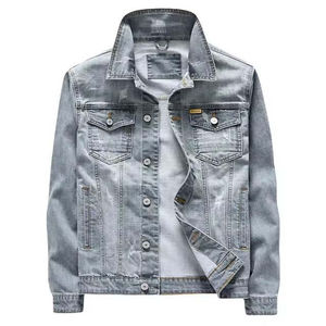 Vestes en jean taille plus à la mode pour hommes avec logo imprimé personnalisé avec poches veste en jean pour hommes High Street - Product Image 3