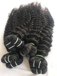 Extensiones de cabello humano al por mayor, máquina rizada profunda de color natural alineada con cutícula virgen peruana 1B sin procesar - Product Image 3