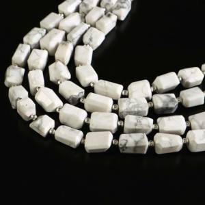 Cuentas facetadas de howlita natural, cuentas de howlita blancas en hebra de 7x9-8x11 mm, cuentas de piedras preciosas sueltas para la fabricación de joyas y manualidades DIY. - Product Image 2