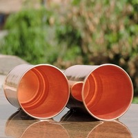 Vaso de Cobre Puro Orgánico de Alta Calidad, Ecológico, con Diseño Personalizable, Tapa de Rosca, Apto para Lavavajillas, Hecho a Mano