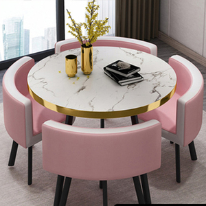 Tiết kiệm không gian nhà hàng hiện đại bàn ghế 4 chỗ ngồi quán cà phê căn hộ nhỏ Kim Loại Cơ sở MDF đá cẩm thạch bàn ăn ghế - Product Image 3